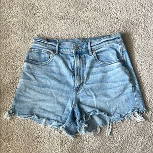 American Eagle Outfitters Blue Jean Shorts Distressed Raw-Edge